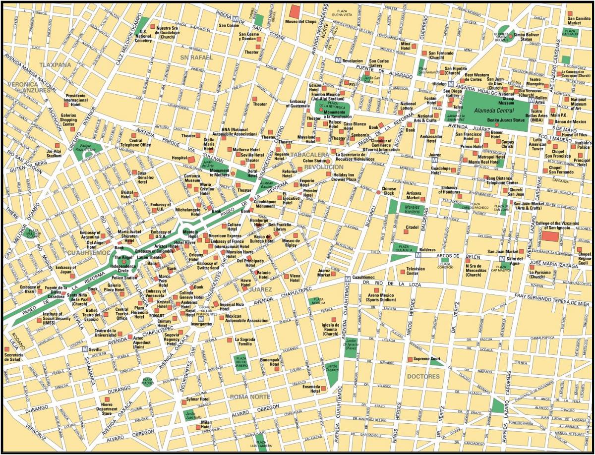 карта Мексікі кропкі горада цікавасць