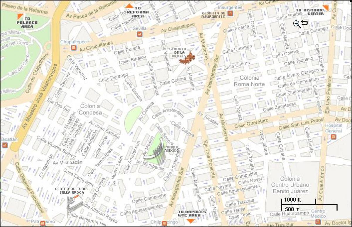 карта Кондеса горада Мехіка 