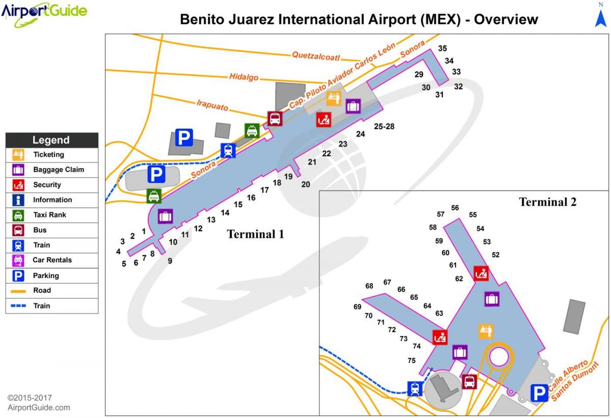 Бэніта Хуарэс міжнароднага аэрапорта карце