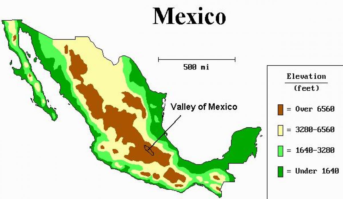 карта даліны Мехіка