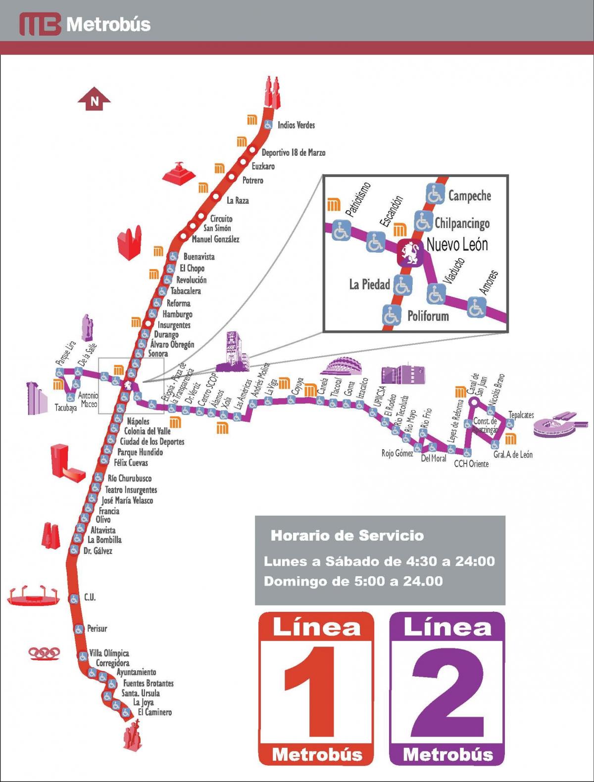 карта метробуса Мехіка 